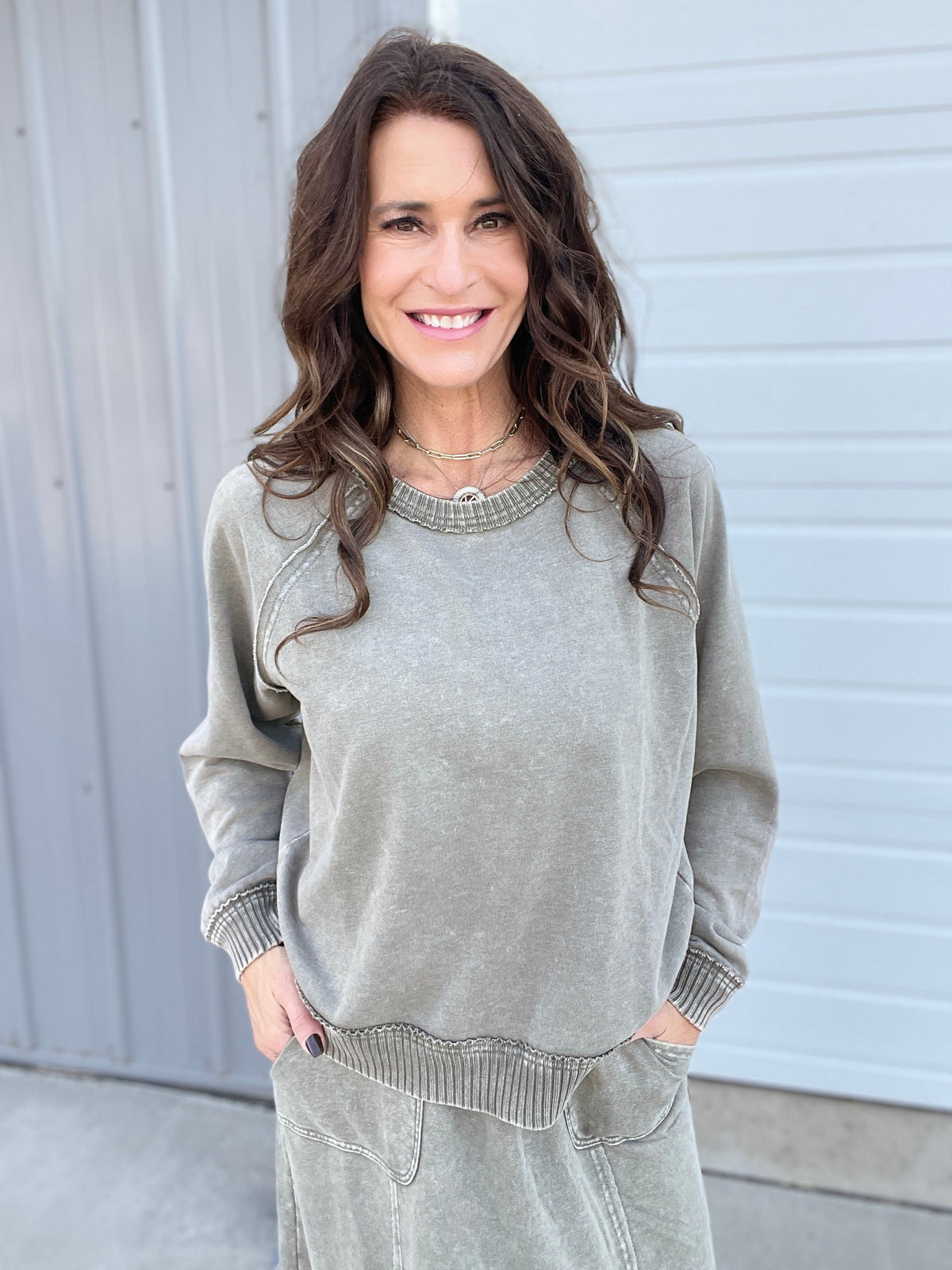 Wait For You Mineral Washed Pullover In 3 Colors: Camel, Olive, Mocha *Final Sale*