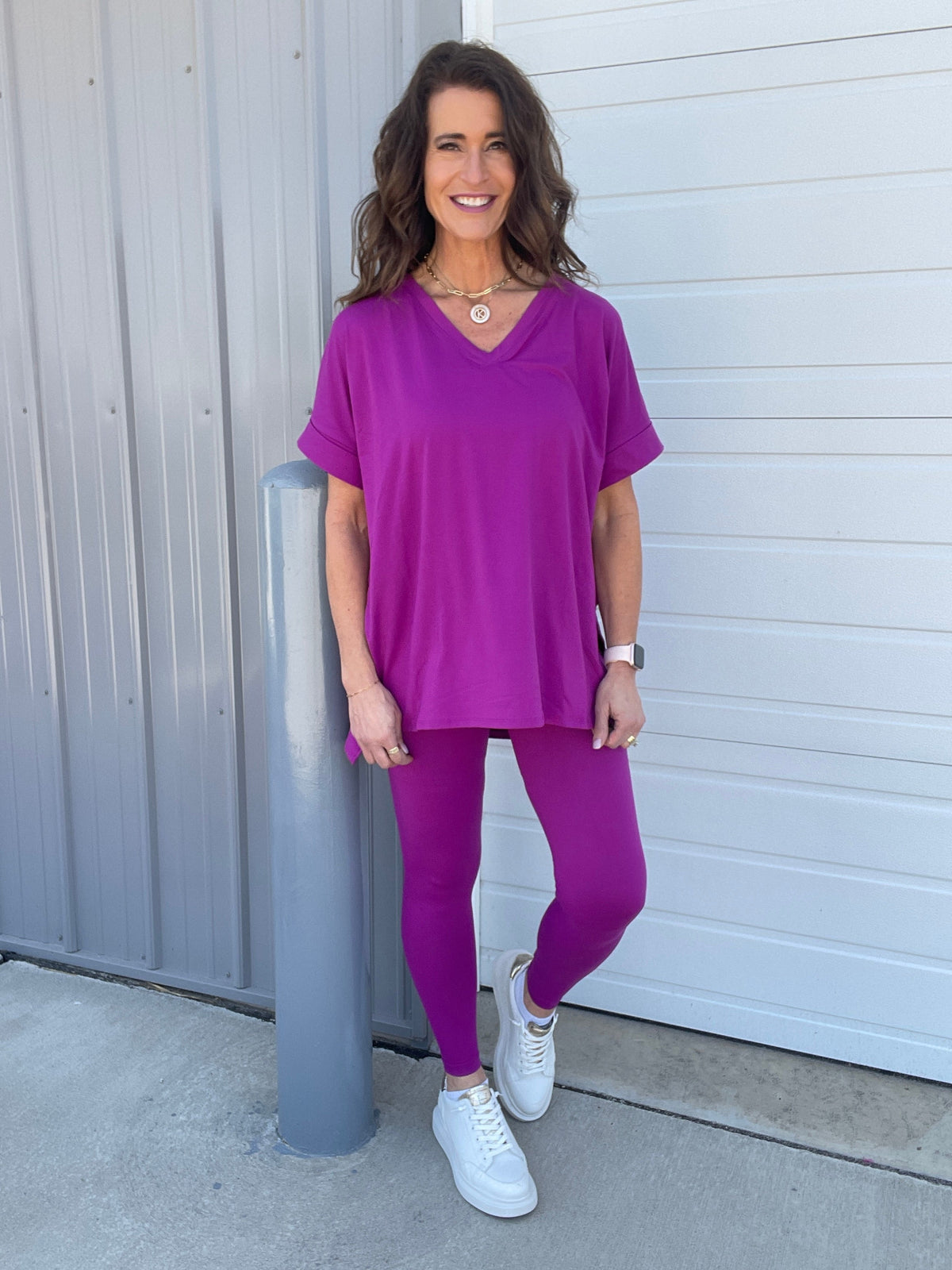 Take It Easy Soft V Neck Short Sleeve Lounge Leggings Set In 4 Colors *Final Sale*