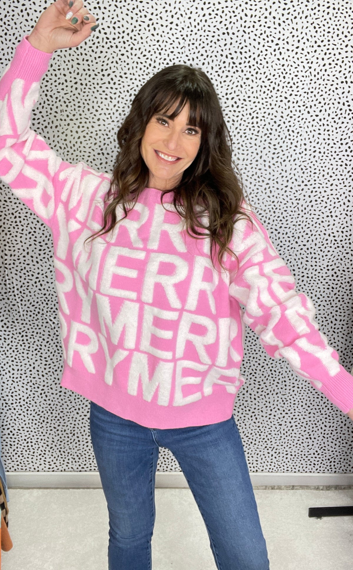 Merry Merry All-Over Pink 3D Sweater *Final Sale*