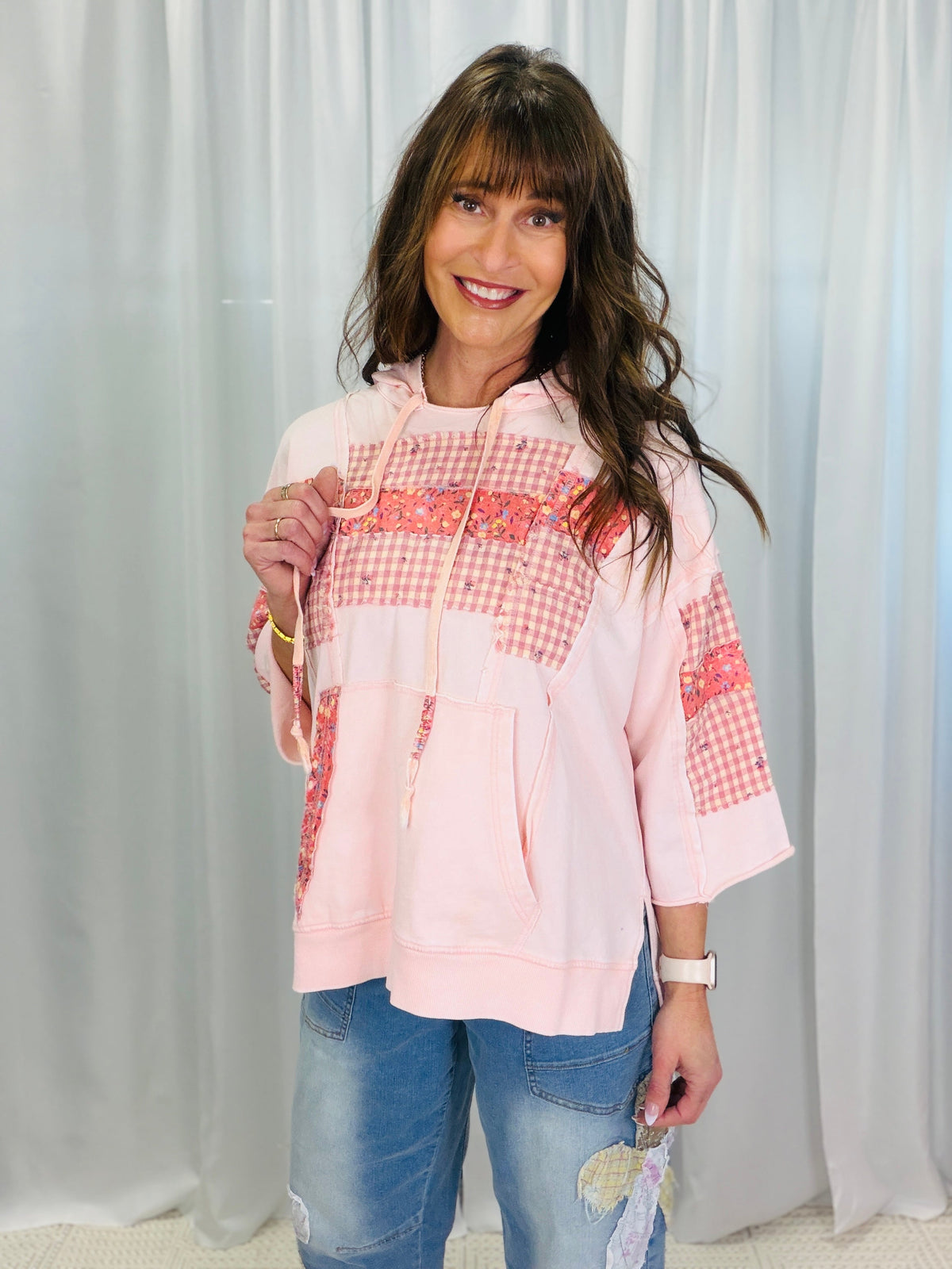 Who I Am Print Mix Hooded Top In 3 Colors *Final Sale*