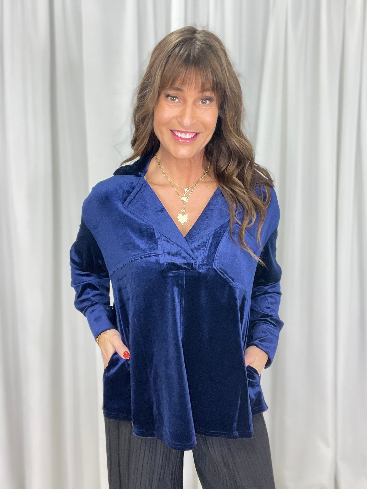 Carry Me Home Top In Navy *Final Sale*