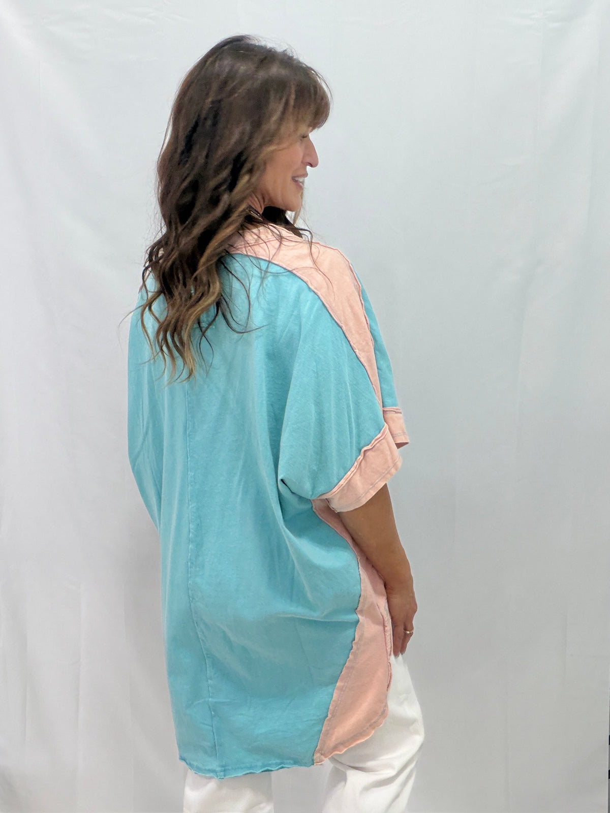 Embroidery Oversized V-Neck Top *Final Sale*