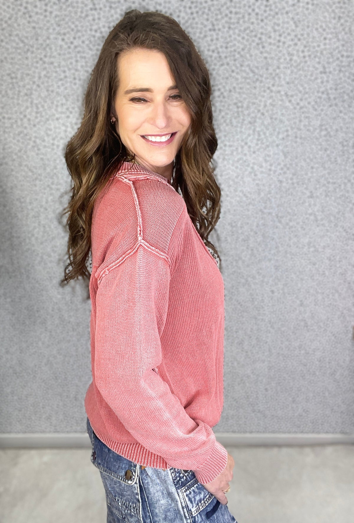 Sands Of Time Washed Out Knit Sweater Pullover In 2 Colors