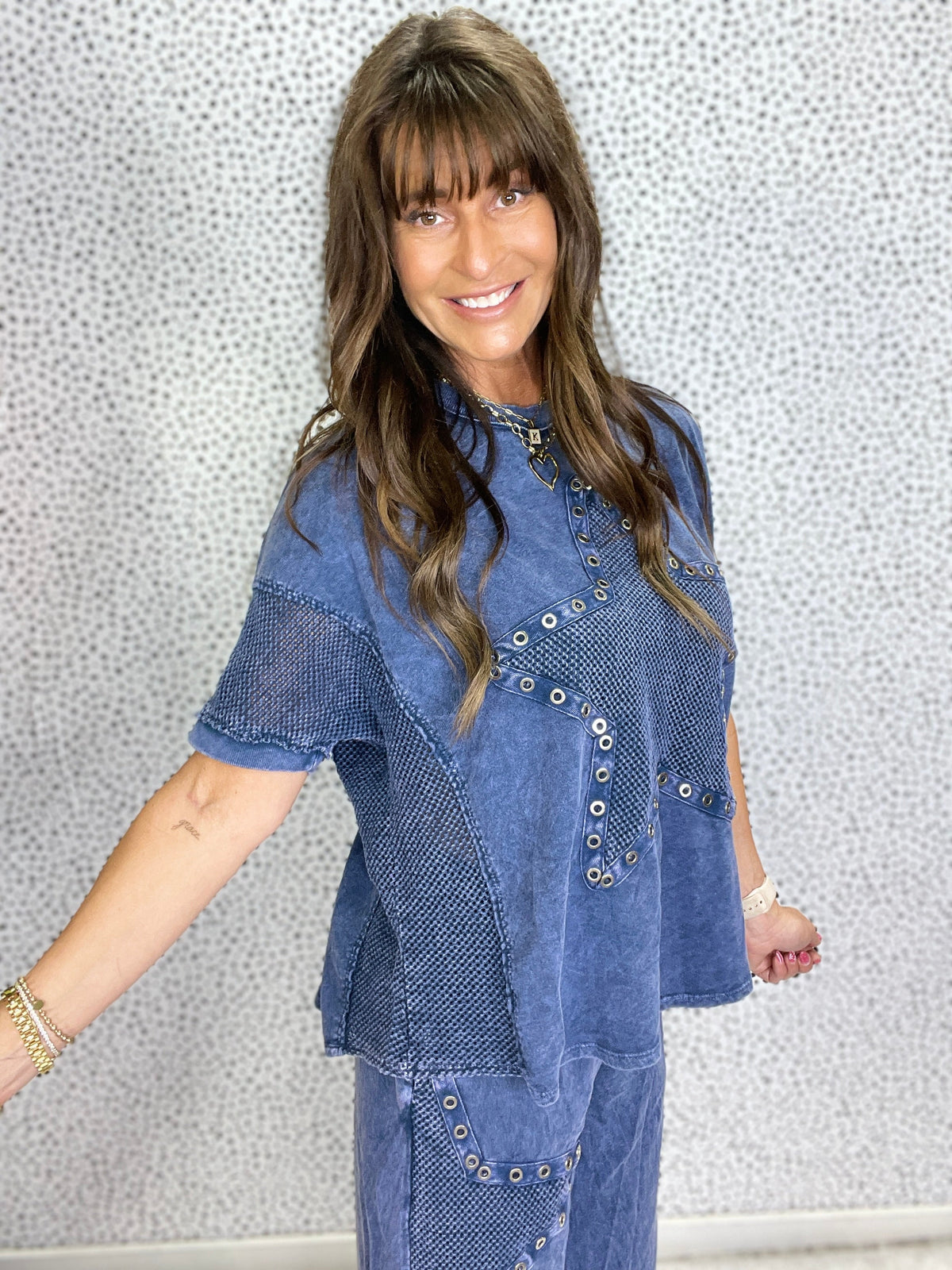 Star of The Show Short Sleeve Mesh Detail Top *Final Sale*
