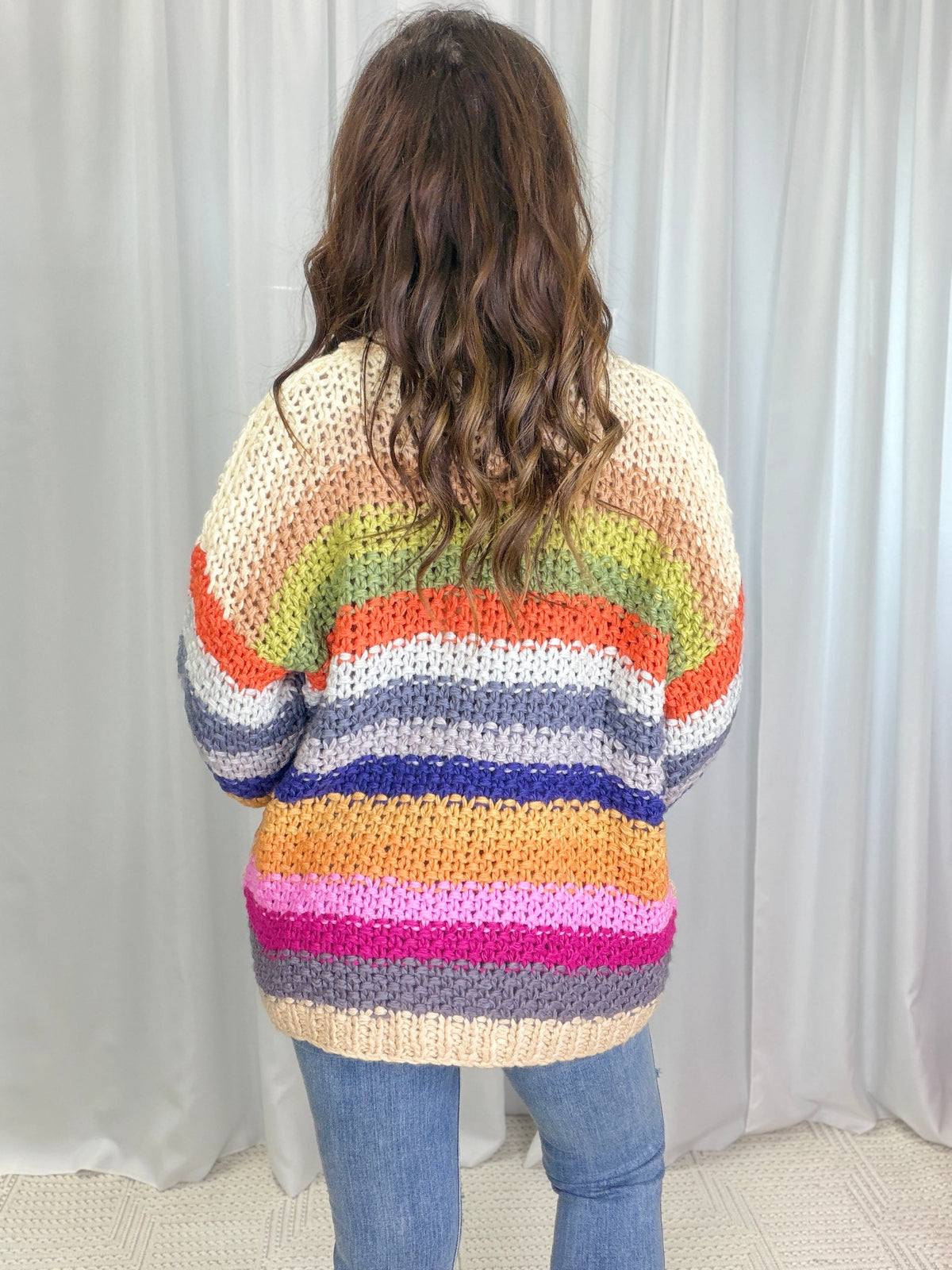 Colorburst Basketweave Cardigan in Cream