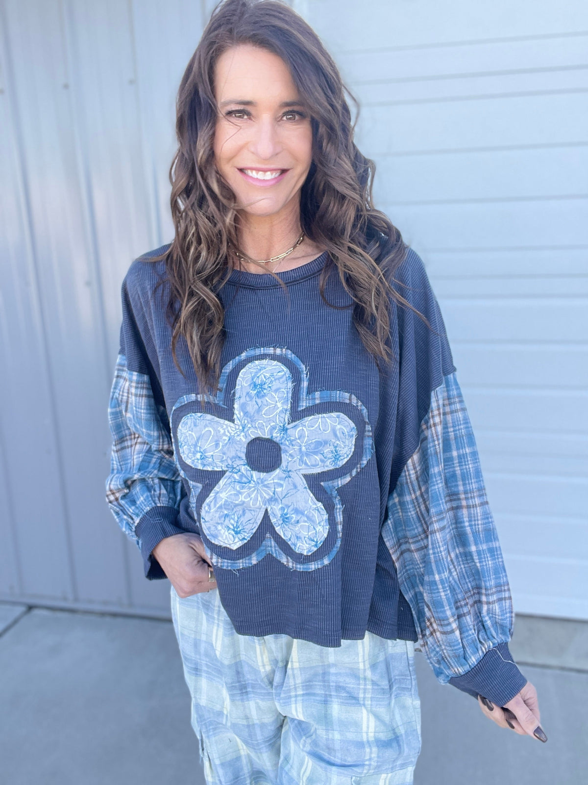 POL Rustic Bloom Knit Top In 4 Colors: Sage, Mocha, Rose *Final Sale*