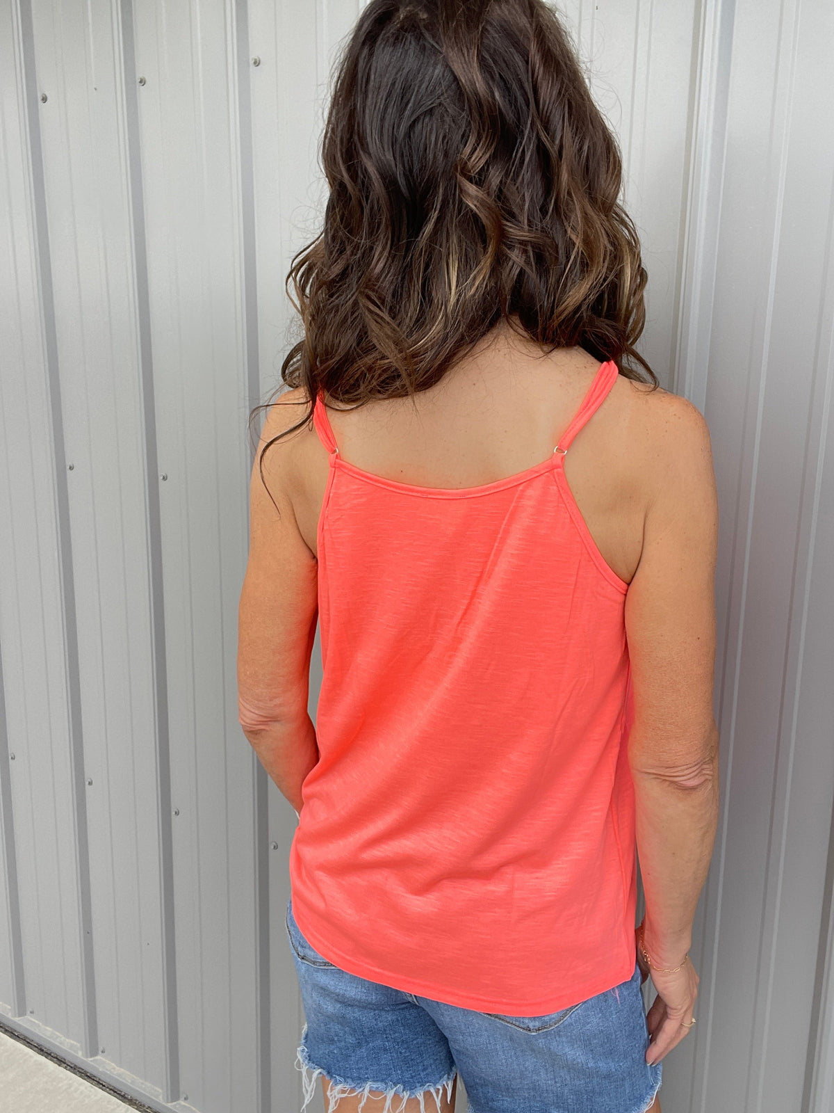 Summer Escape Lace Front Adjustable Strap Tank Top In 4 Colors: Coral Pink, Oatmeal, Violet