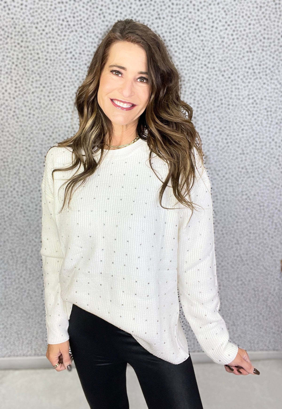 Time To Shine Rhinestone Detail Sweater