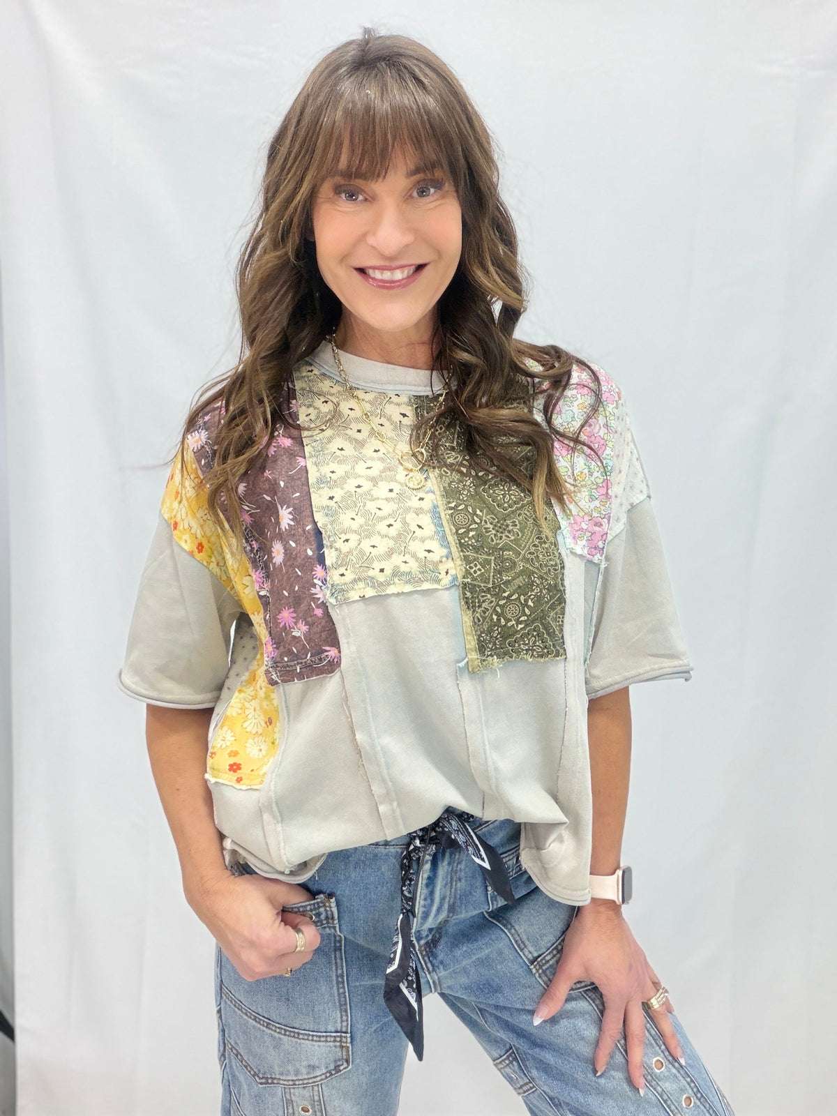 Oli & Hali You Make Me Sing Patchwork Top In 2 Colors