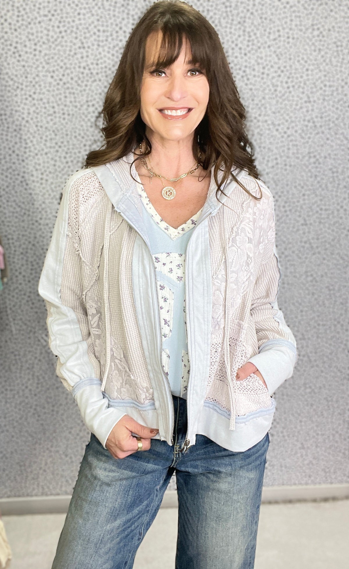 Oli & Hali Delicate Dreams Washed Zip Up Jacket in 2 Colors