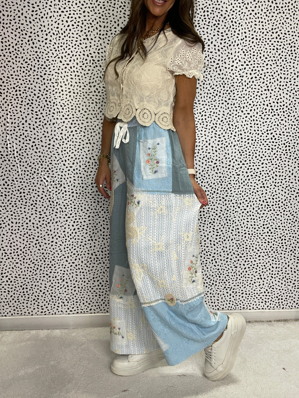 Pol Rose Garden Patchwork Pants In 3 Colors