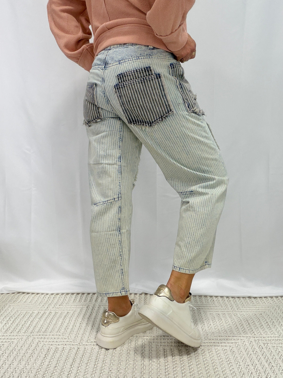 Oli & Hali Sweet Horizon Stripe Pants In Blue