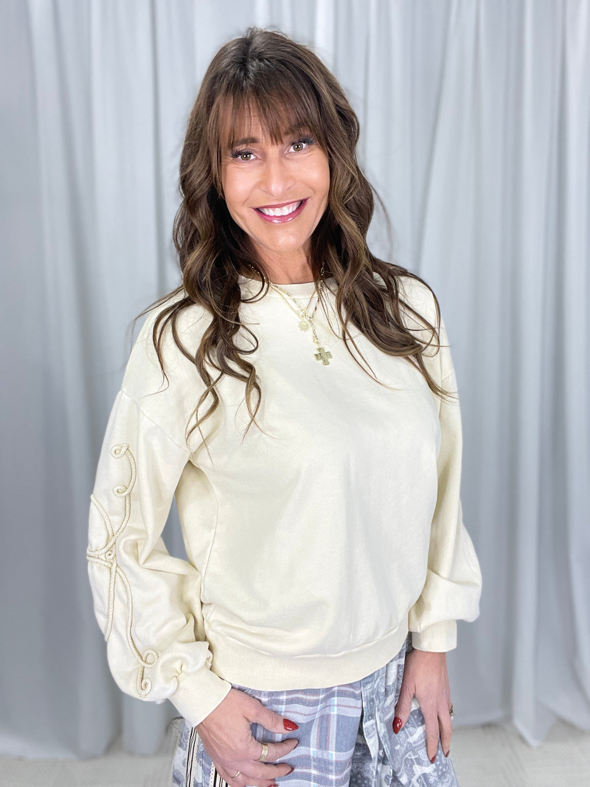 Whimsy Heart Embroidered Sweatshirt in 2 Colors