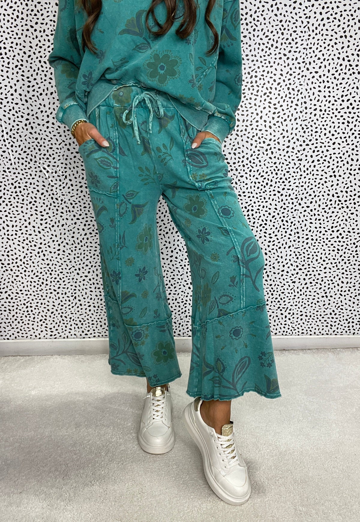 Find My Way Floral Print Terry Pants In 3 Colors
