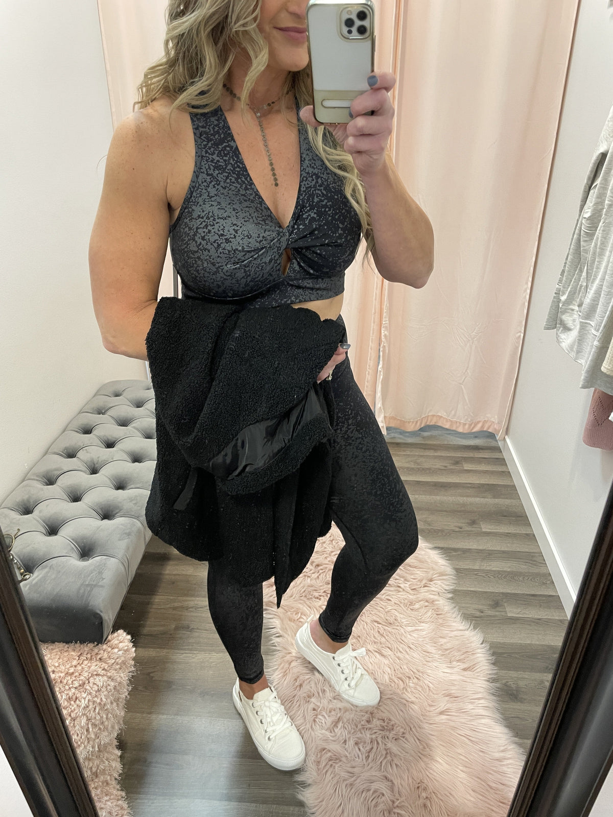 Flake Foil Twisted Front Sports Bra *Final Sale*