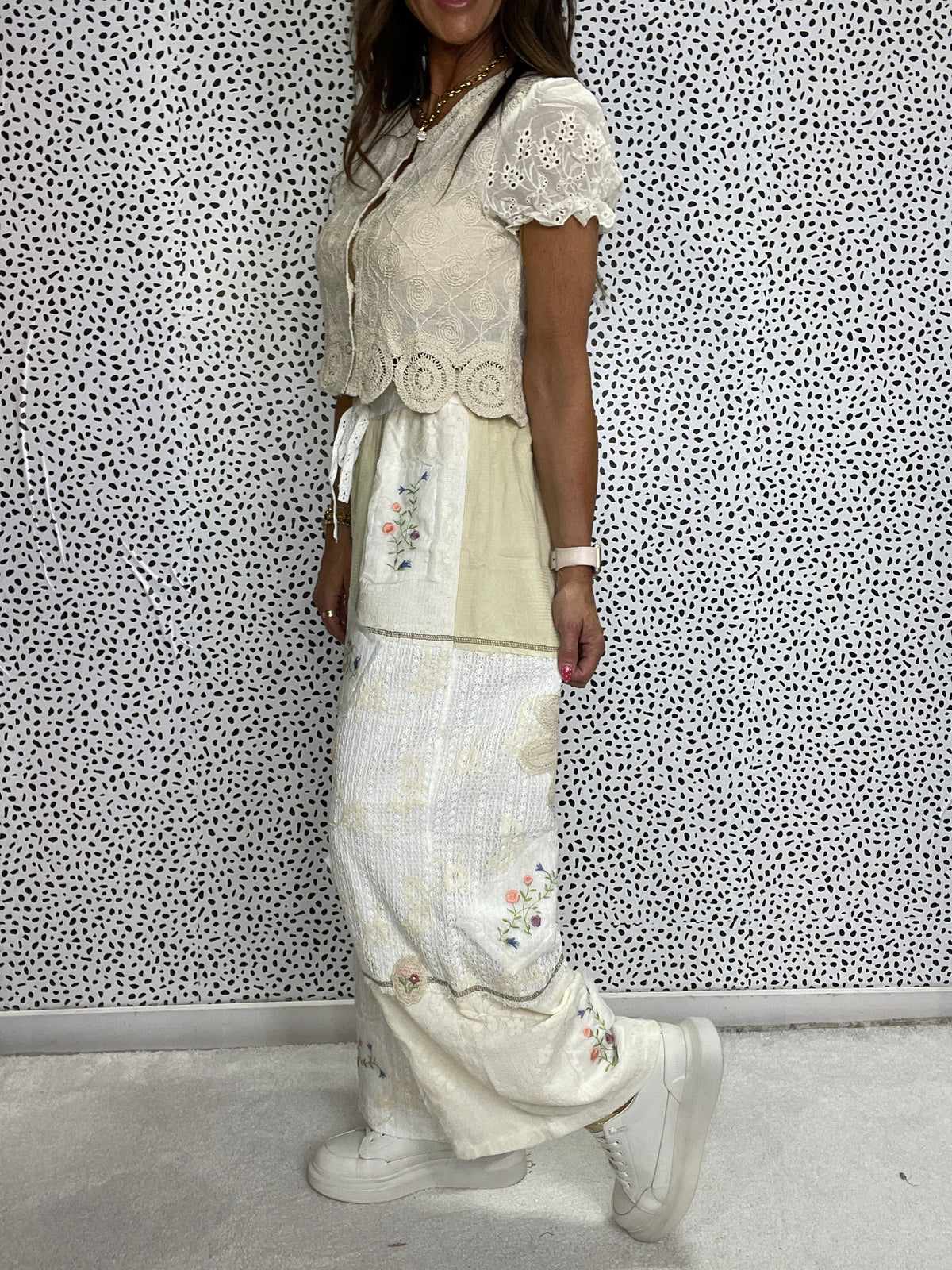 Pol Rose Garden Patchwork Pants In 3 Colors
