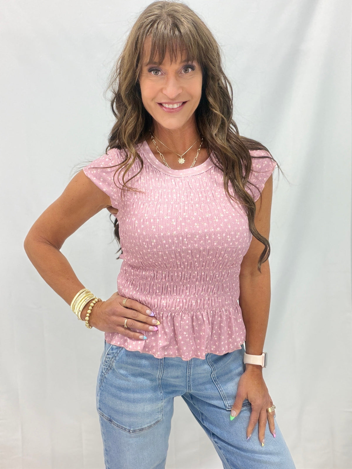 POL Garden Serenade Short Sleeve Top In 2 Colors
