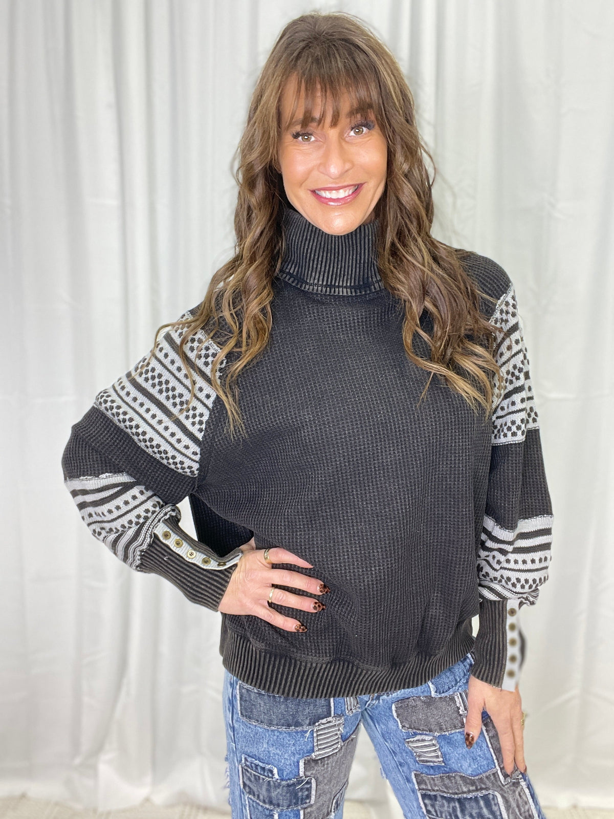 Oli & Hali Just A City Girl Mock Neck Thermal Top *Final Sale*