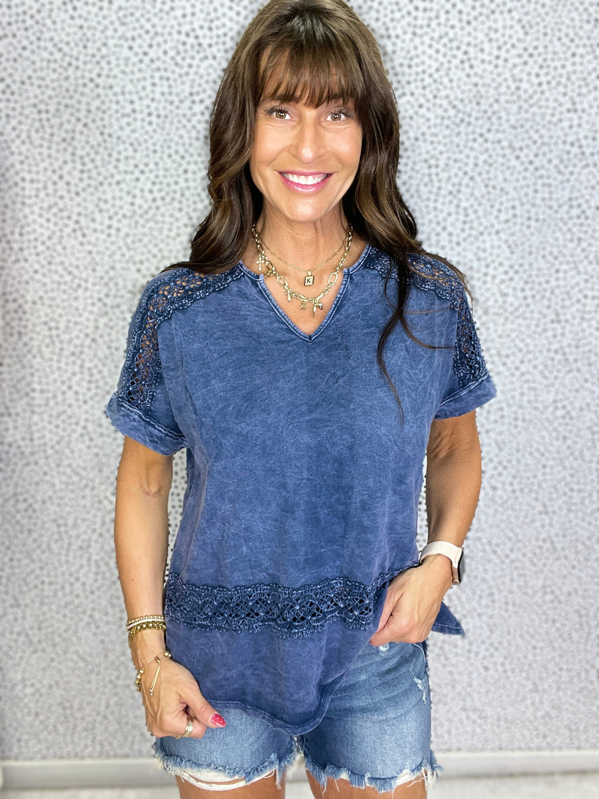 Sierra Lace Mineral-Wash Blouse In 3 Colors *Final Sale*