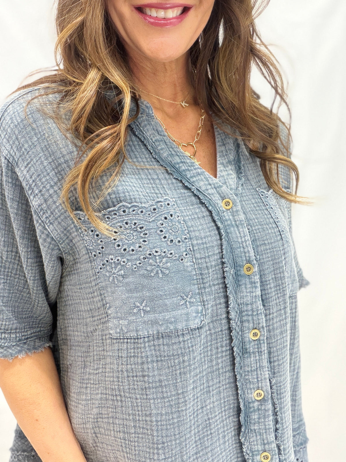 Calming Myself Button Down Top In 3 Colors