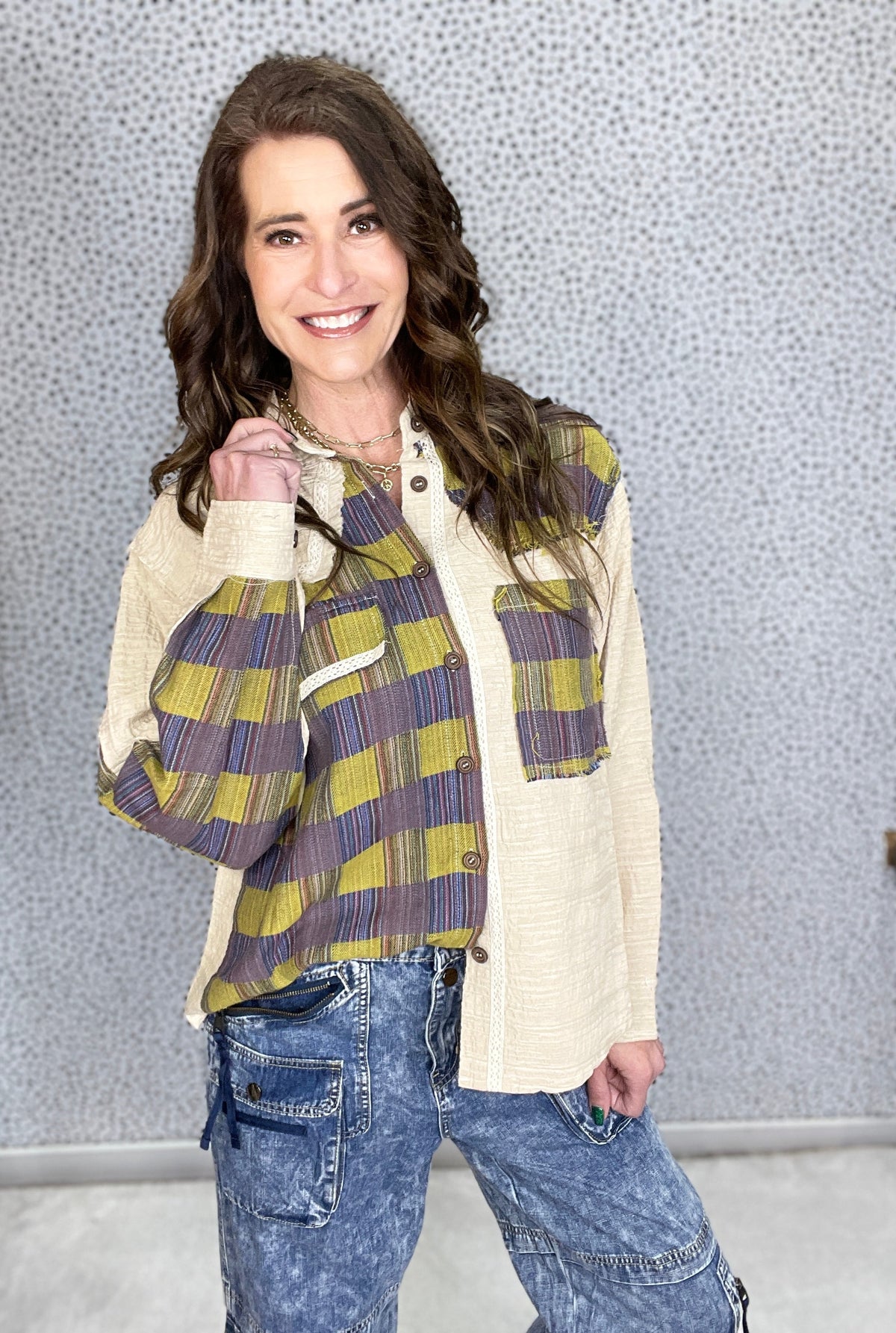 POL Miss You Too Plaid Contrast Top In 2 Colors *Final Sale*