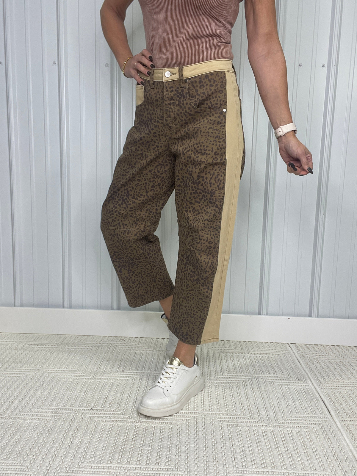 Bold Instincts Animal Printed Barrel Pants In Mocha