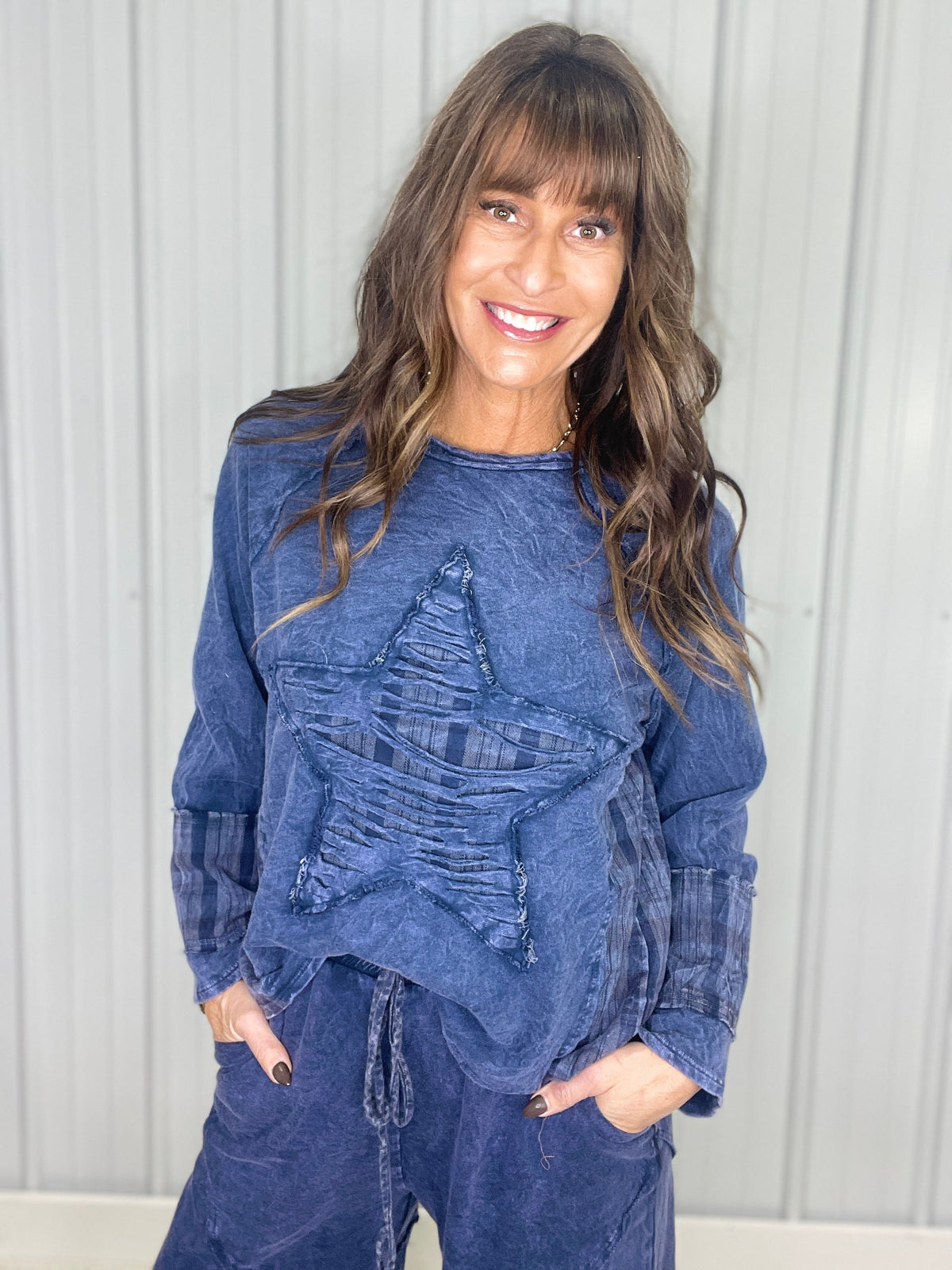 Shiny Day Star Patch Top In 3 Colors
