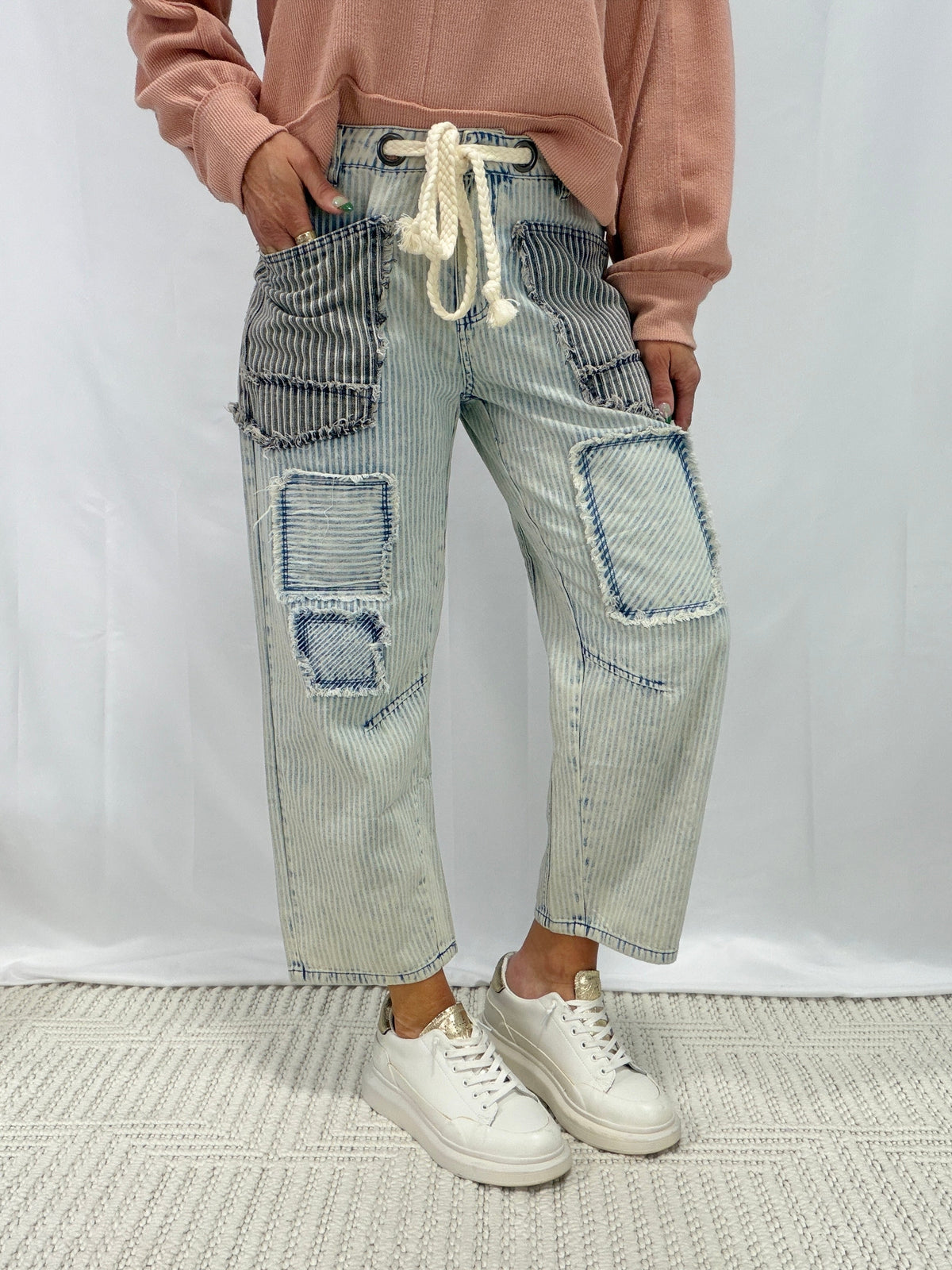 Oli & Hali Sweet Horizon Stripe Pants In Blue
