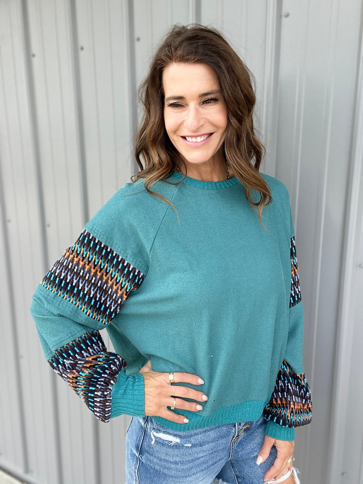 Fashion Forward Terry Knit Pullover In 2 Colors: Mauve, Teal *Final Sale*