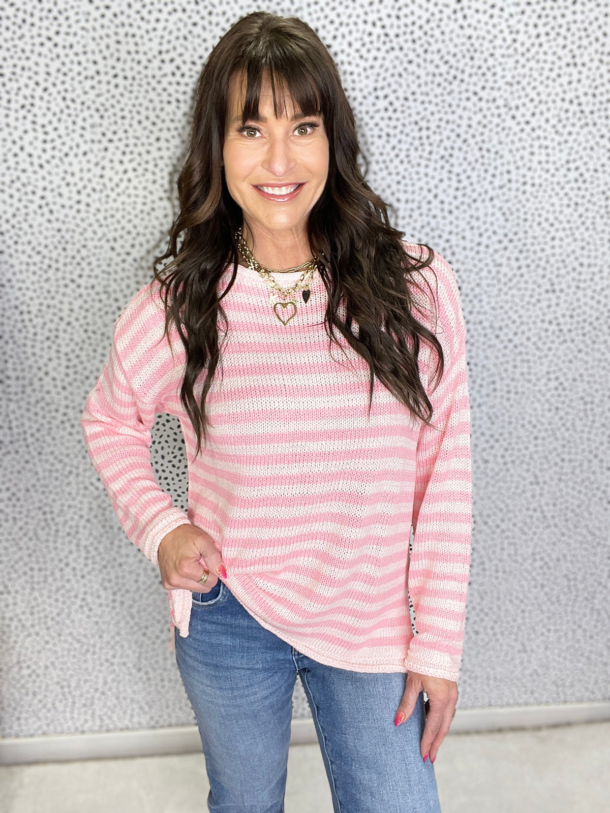 Delightful Days Long Sleeve Striped Knit Top