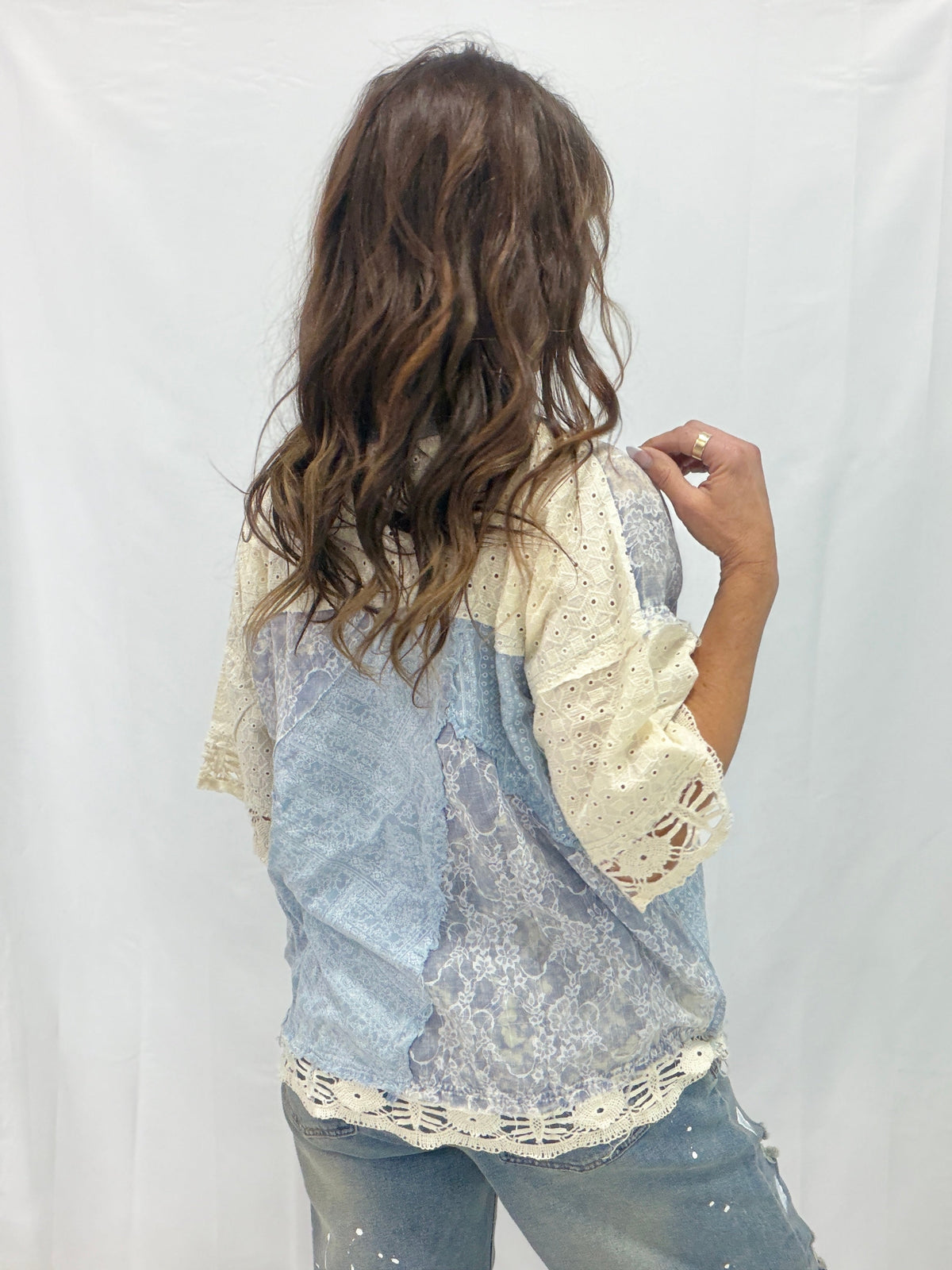 Oli & Hali Washed Fabric Mix Top *Final Sale*