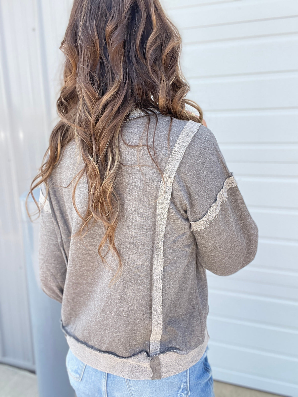 Contrast Feels Easy Fit Long Sleeve Top In 4 Colors: Pink, Blue, Black, Mocha *Final Sale*