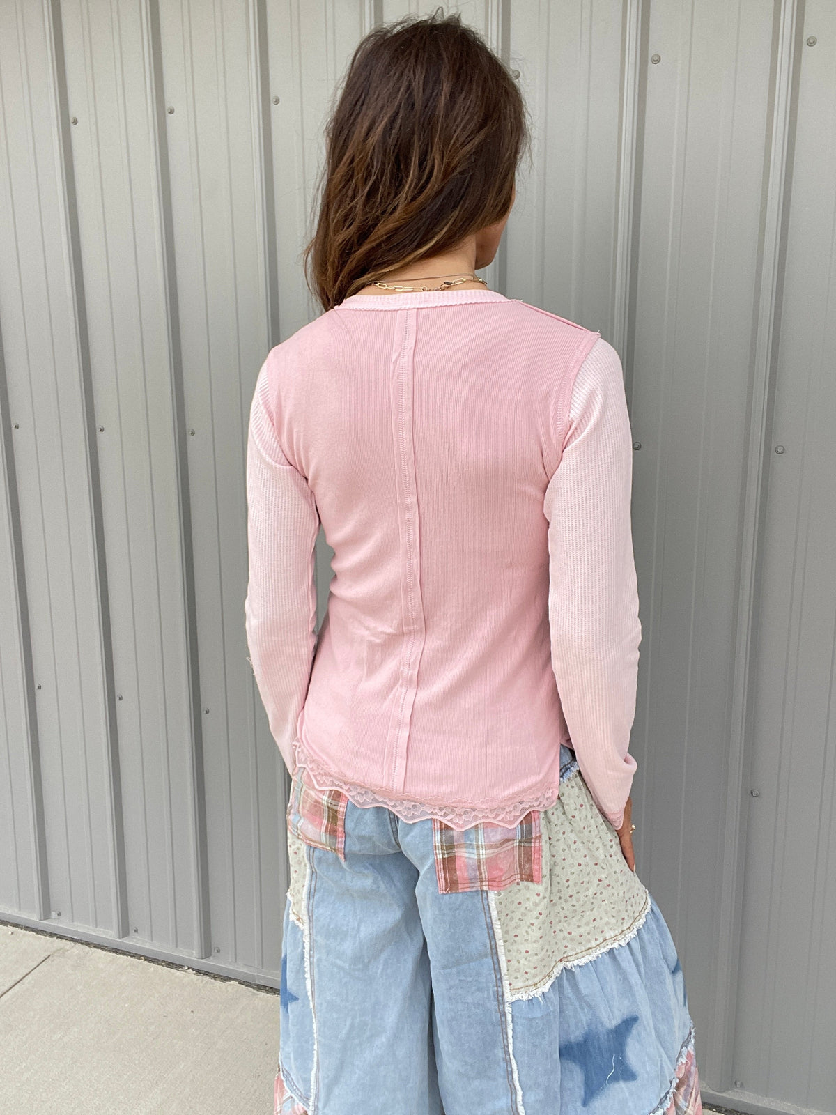 POL Effortless Style Lace Thermal Top In 4 Colors: Charcoal, Mauve, Red, Cream *Final Sale*