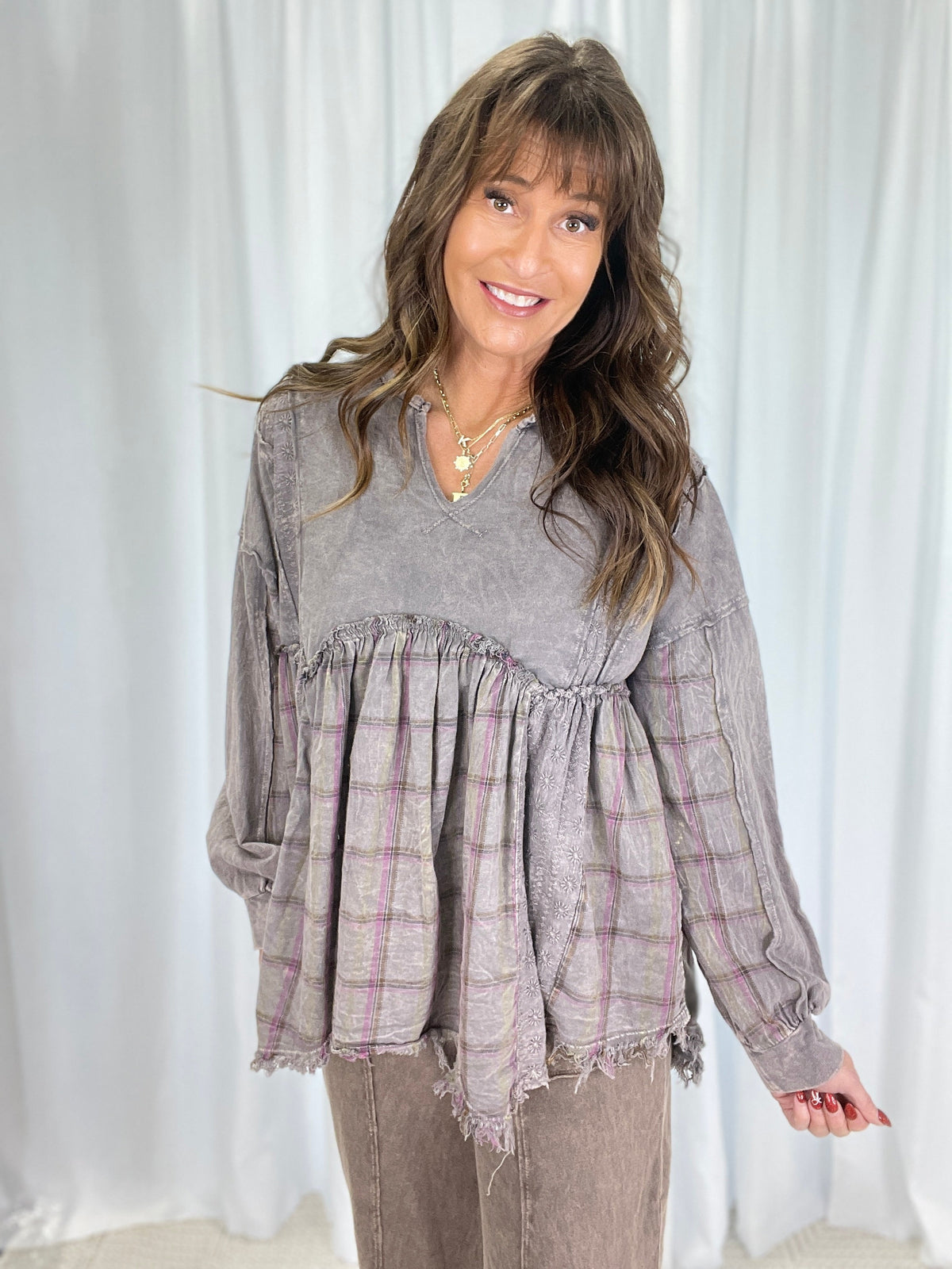 Meadow Drift Plaid Tunic *Final Sale*
