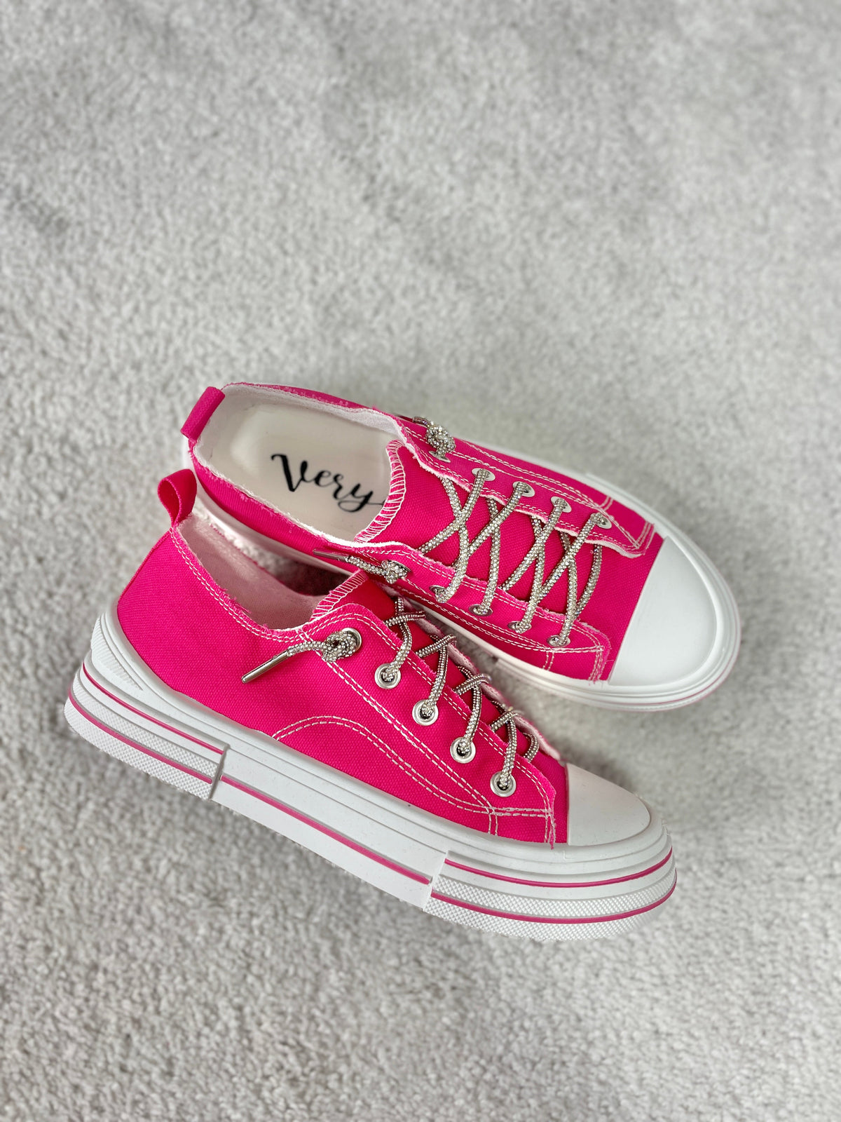Aman Days Ahead Bling Lace Sneakers In Bright Pink *Final Sale*