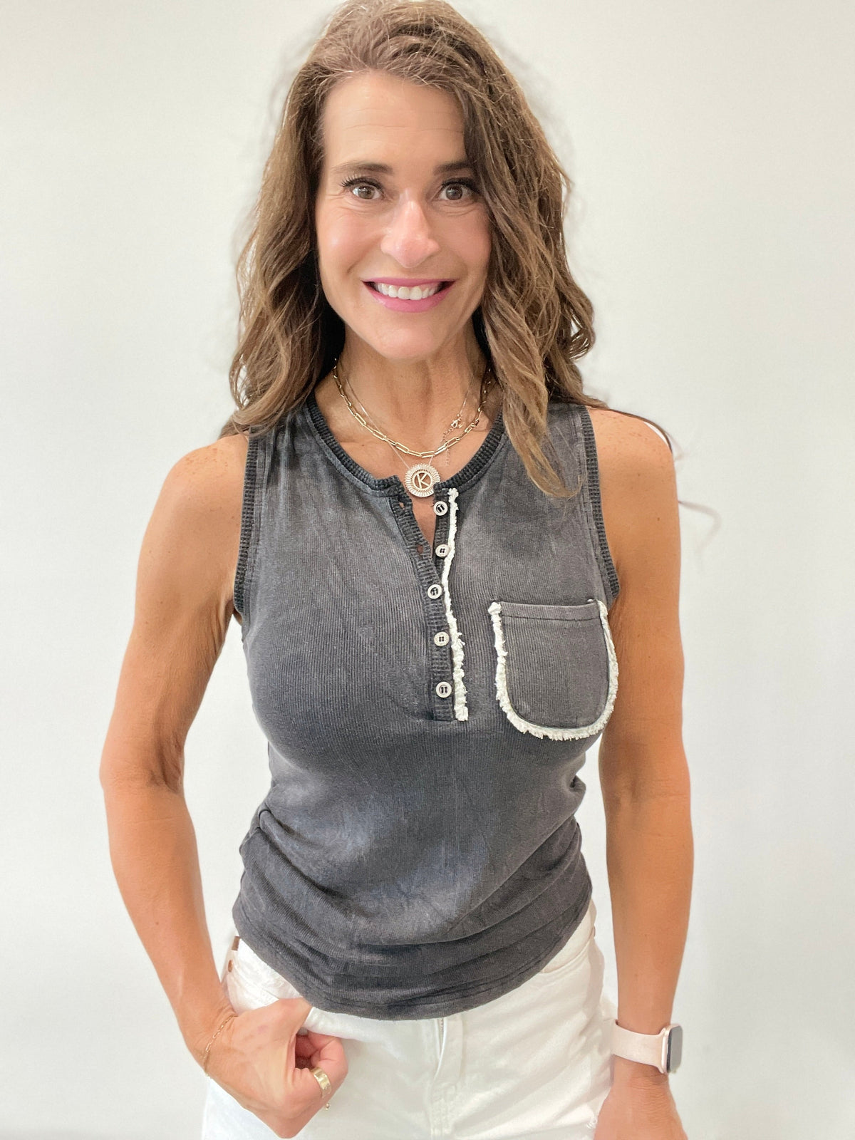 Pol All About The Pocket Tank Top In 4 Colors: Black, Yellow, Coral , Teal