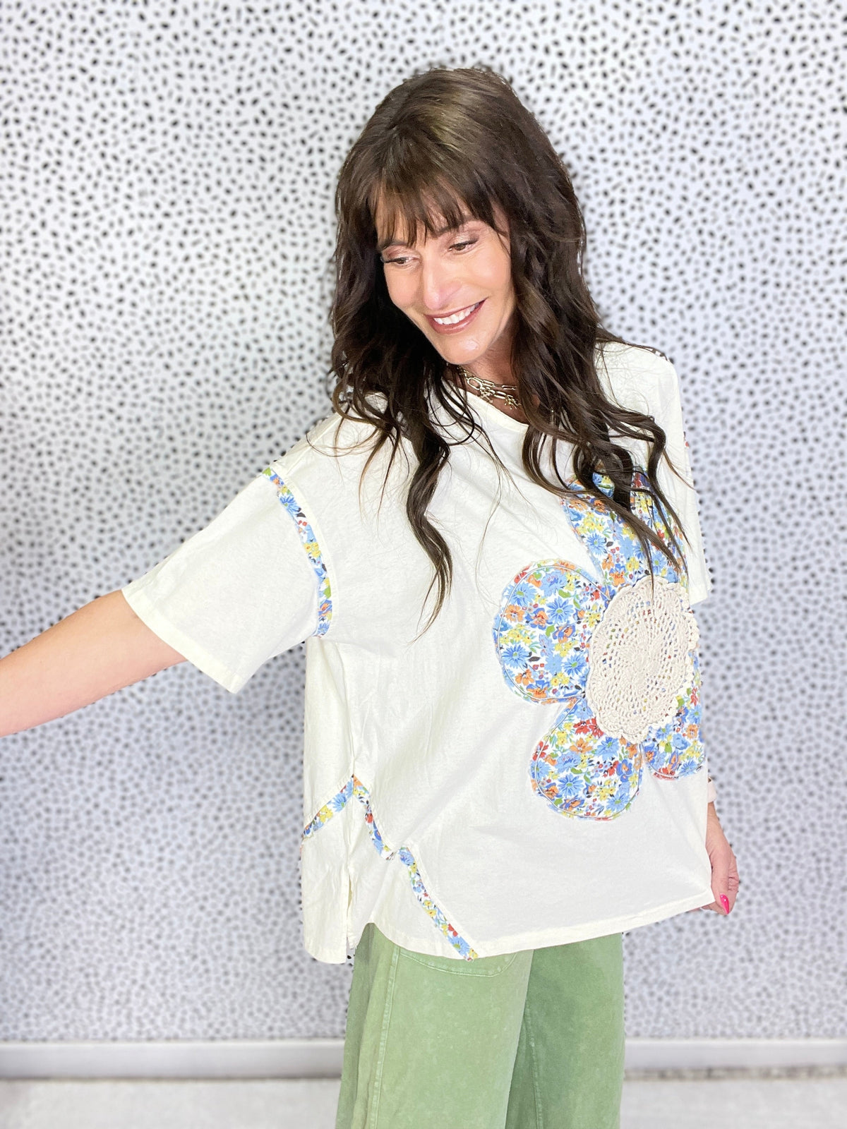 Chill Vibes Flower Patch Mineral Washed Knit Top In 3 Colors *Final Sale*
