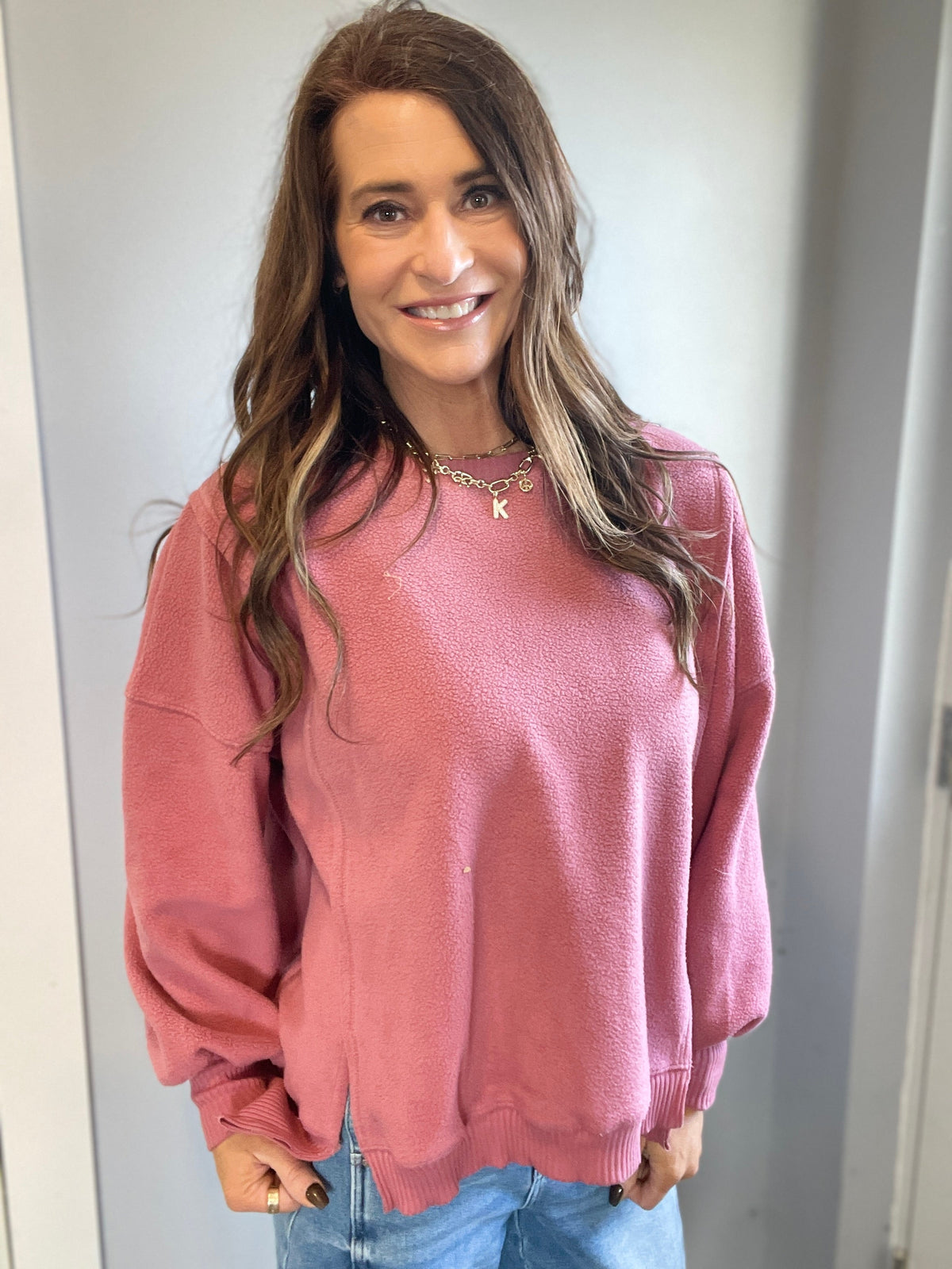 Warm Embrace Fleece Pullover In Marsala *Final Sale*