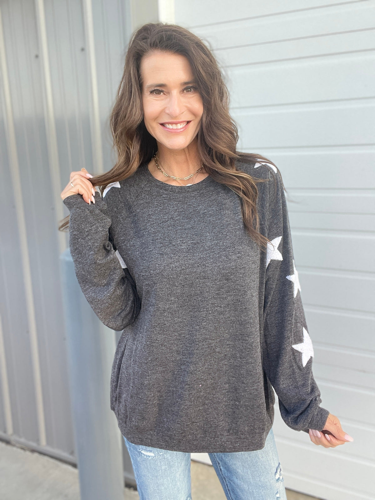 Shooting Star Knit Sweater In 3 Colors: Grey, Rose, Charcoal *Final Sale*