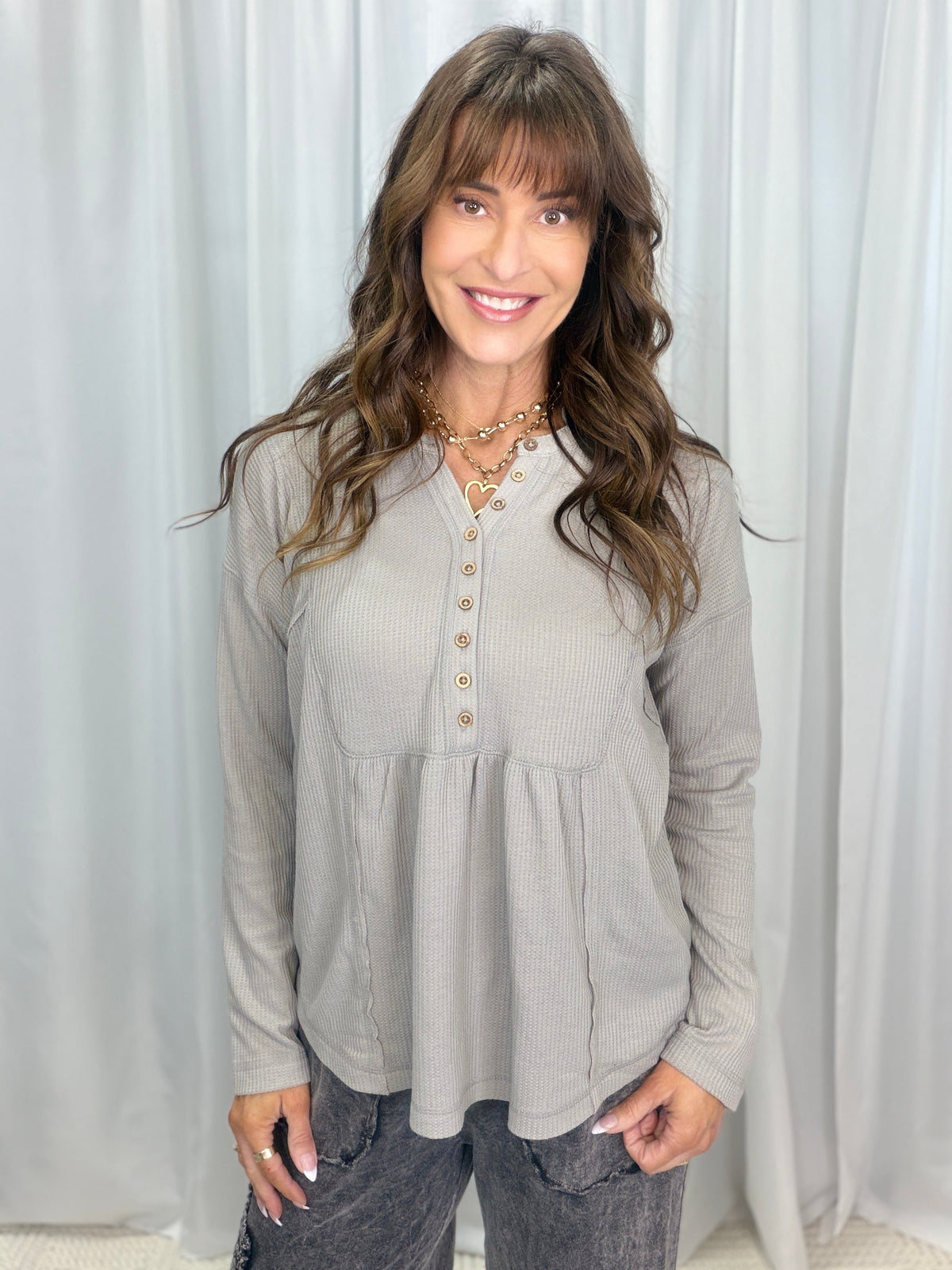 Henley Button Front Casual Days Top In Multiple Colors *Final Sale*