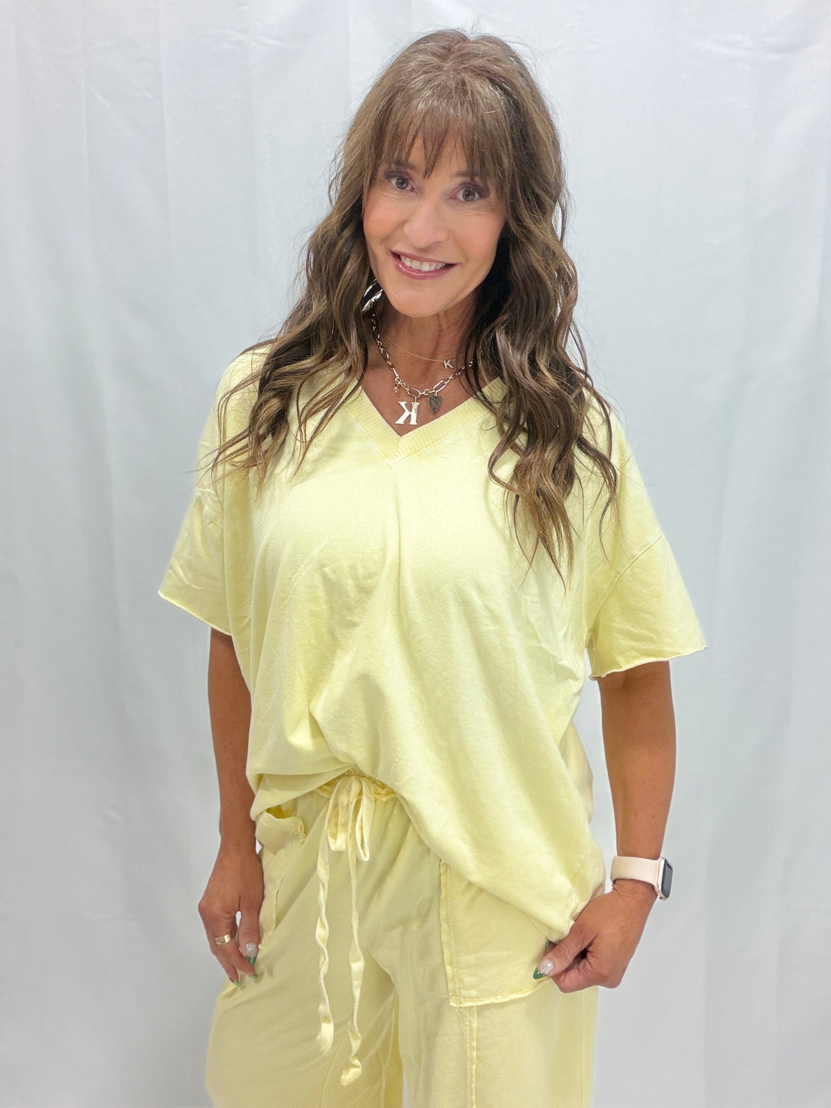 Mineral Wash V Neck Basic Top In 14 Colors