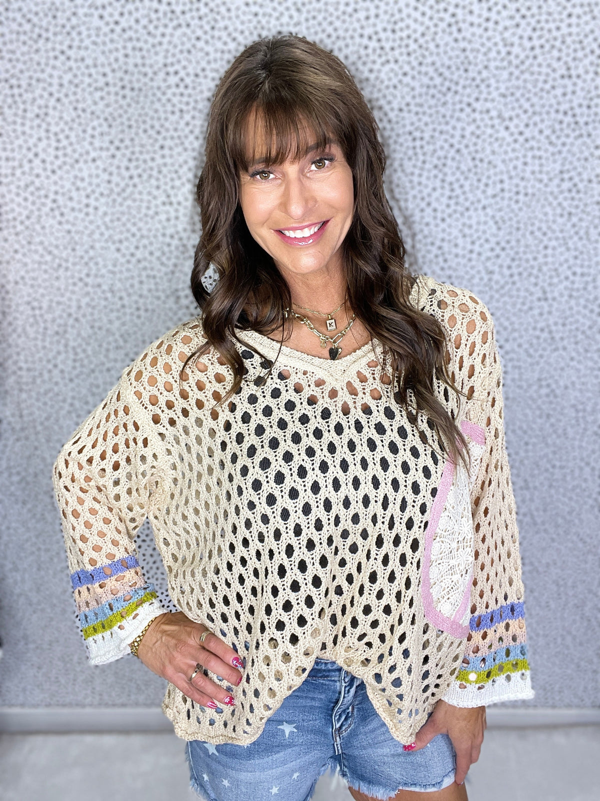 Pol Point Crochet V-Neck Sweater in 3 Colors