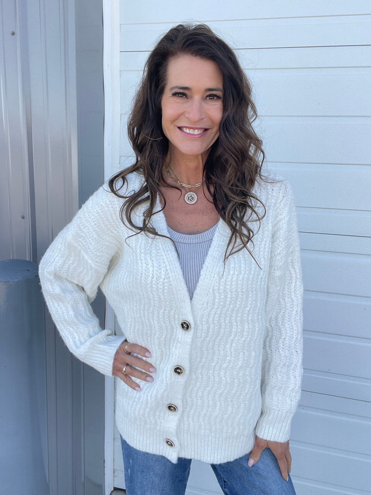 POL Oh So Chill Button Front Sweater Cardigan In 3 Colors: Ivory, Grey, Red *Final Sale*