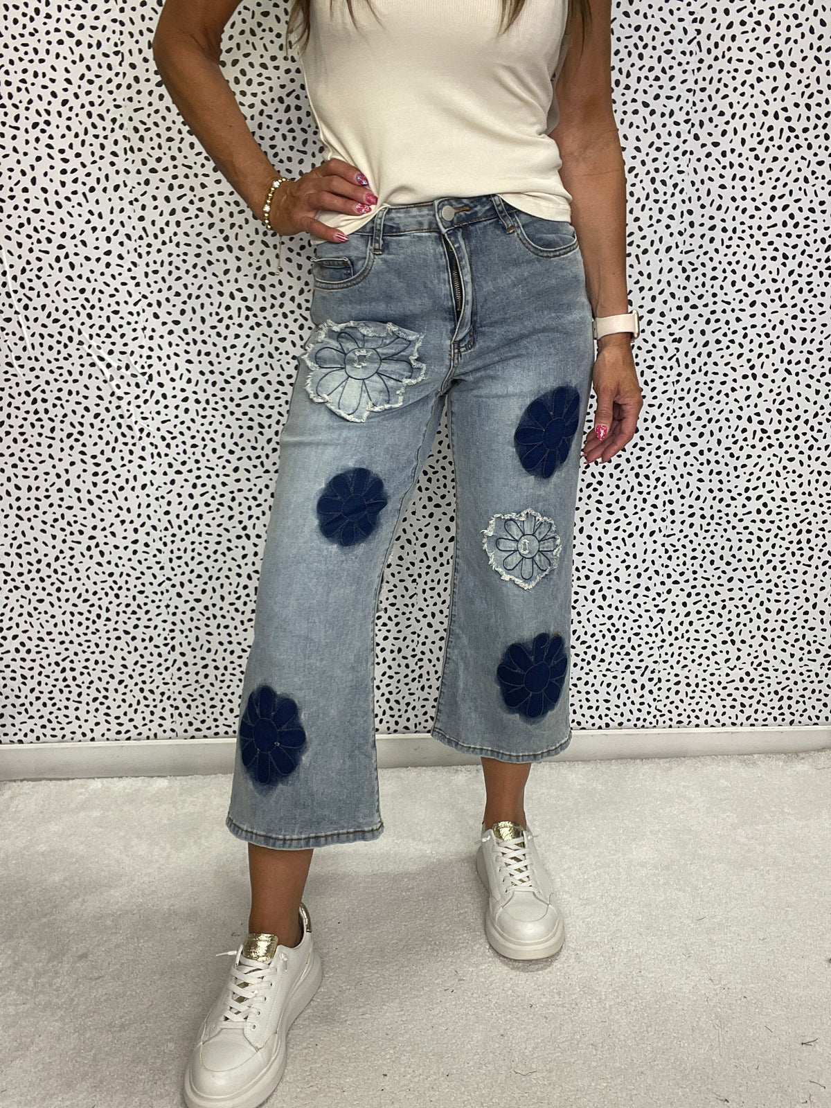 Petal Power Flower Patch Jeans In Denim *Final Sale*