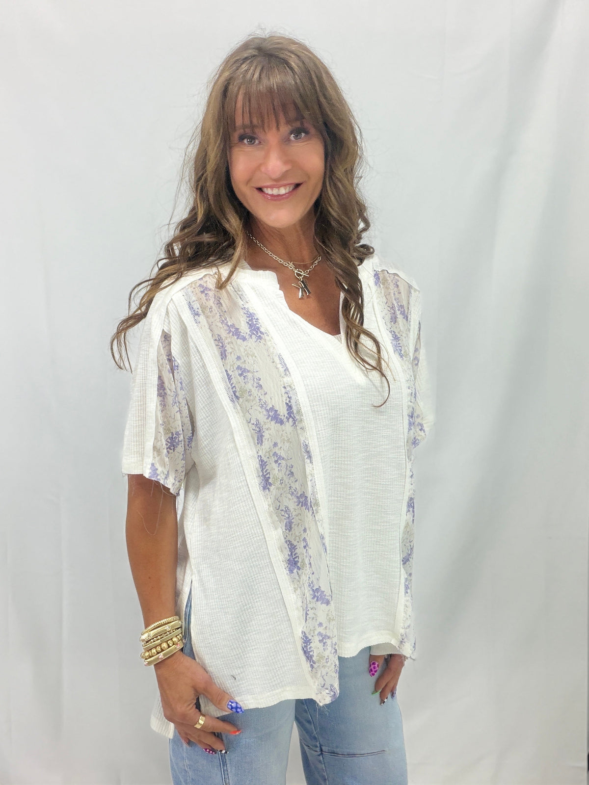 Pol Floral Fanciness Short Sleeve Top in 2 Colors *Final Sale*