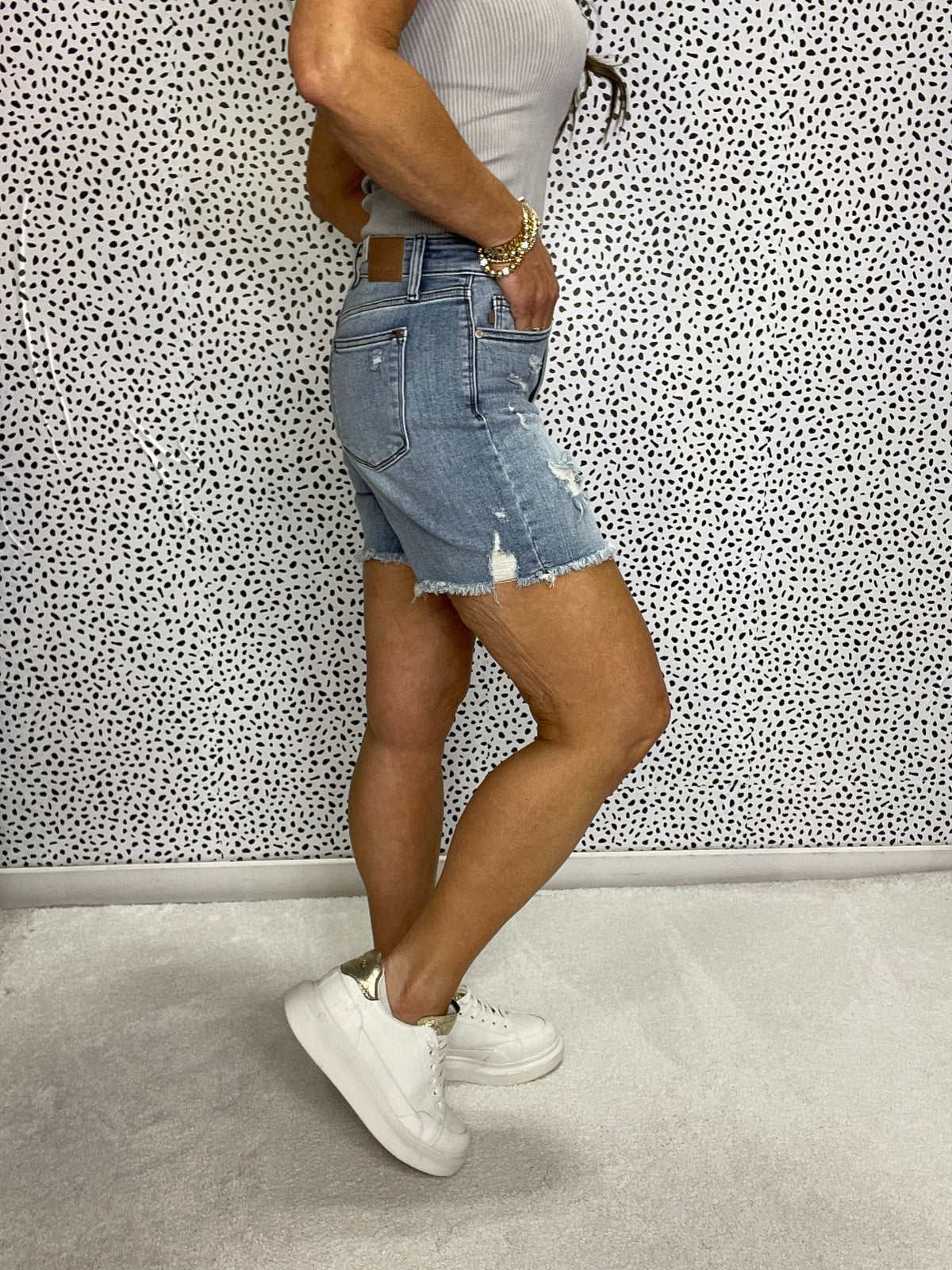 Judy Blue Jessie High Waist Distressed Shorts In Medium *Final Sale*