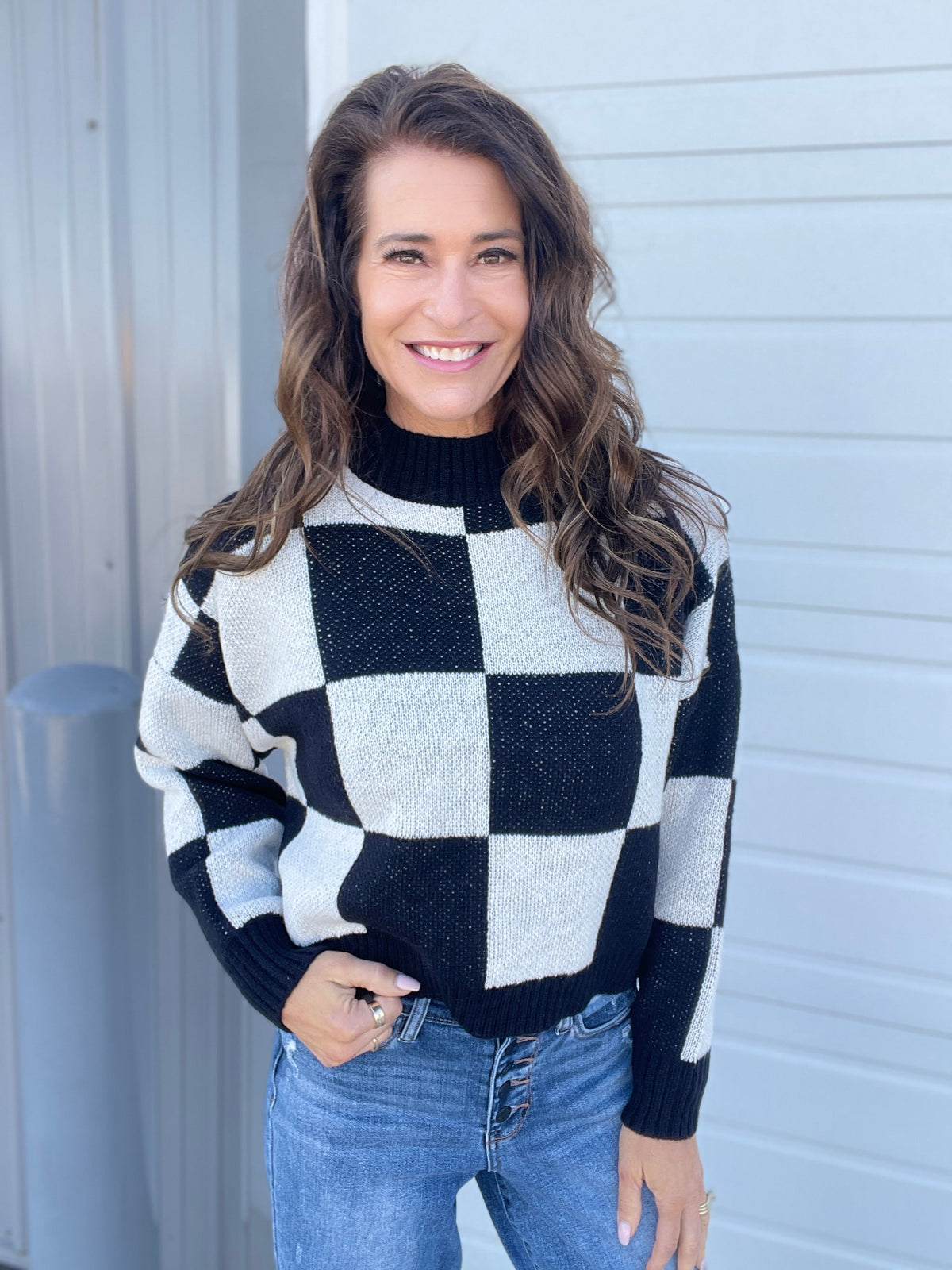 Pass The Vibe Check Mock Neck Sweater In 2 Colors: Mocha, Black *Final Sale*