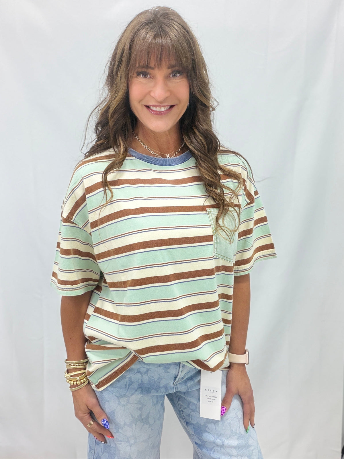 Wander Around Striped Easy Fit Top In 2 Colors