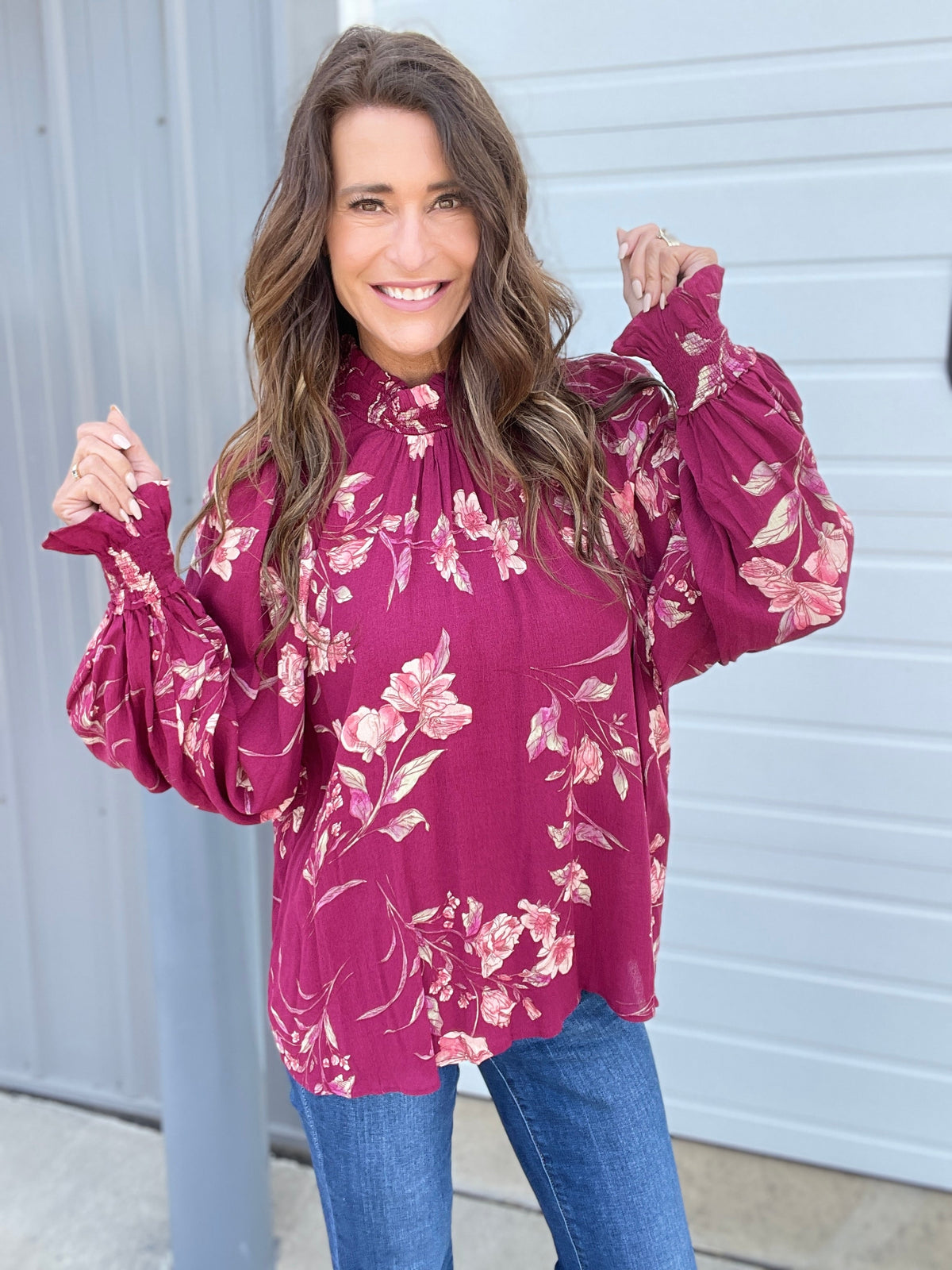 Where Have You Been Mock Neck Blouse In 3 Colors: Golden, Teal. Plum *Final Sale*