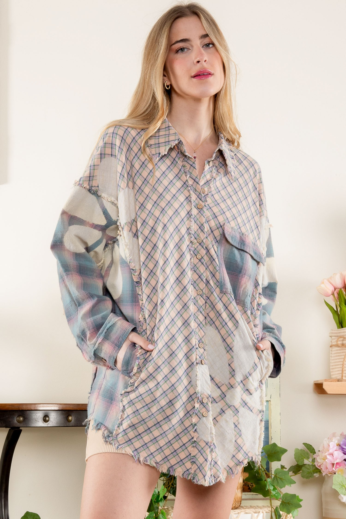 Sweet Bloom Flower Print Button Down Top In Multi *Final Sale*